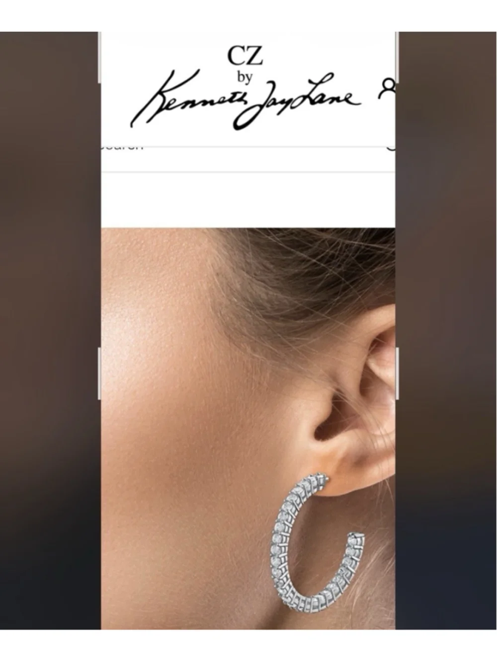 KJL Kenneth Jay Lane 1.5” InsideOut Hoop Earrings 52 Lg Stone Rhodium  Orig$200 - Picture 3 of 14